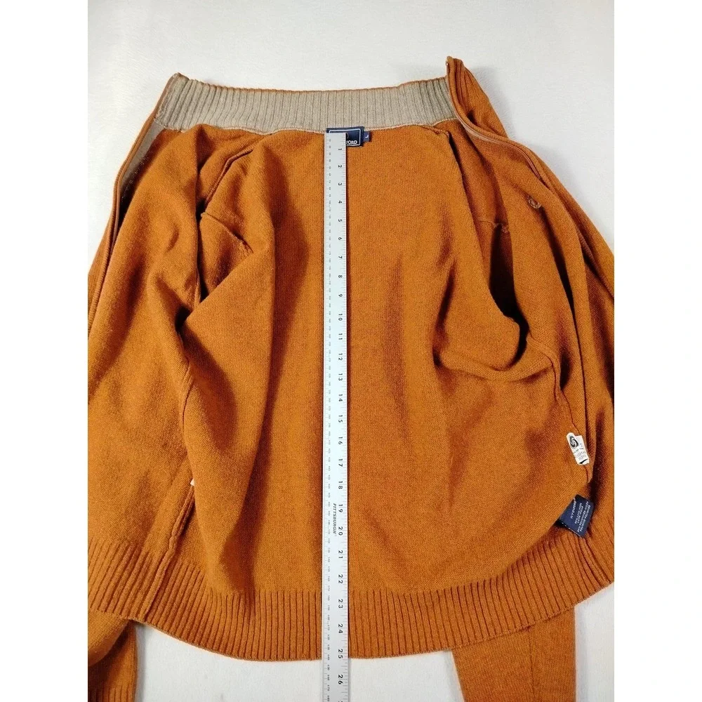 IVY OXFORD Sweater Jacket Mens Large Orange Full‎ Zip Old Money Wool Blend